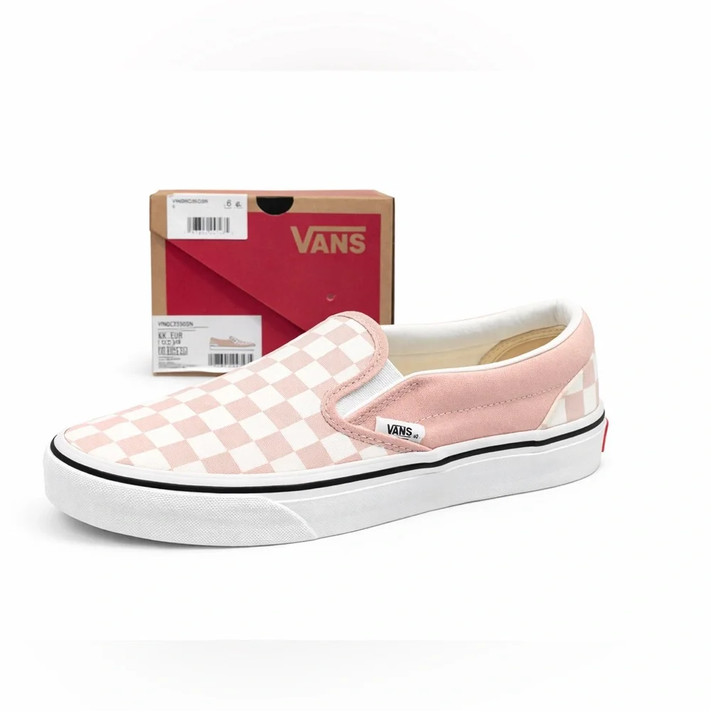 Vans Classic Slip-On Checkerboard Blush/White – Women’s Size 6 – NEW w/ Box